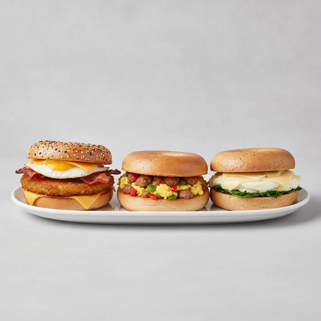 Breakfast Bagel Sandwich Platter - Latke BEC, Mulberry, Lexington Breakfast Bagel Sandwich Platter - Latke BEC, Mulberry, Lexington