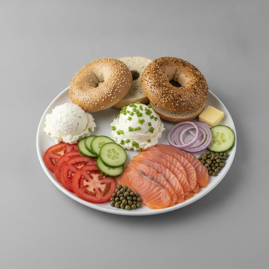 Nova Scotia Salmon Bagel Platter With Plain and Scallion Cream Cheese Nova Scotia Salmon Bagel Platter With Plain and Scallion Cream Cheese