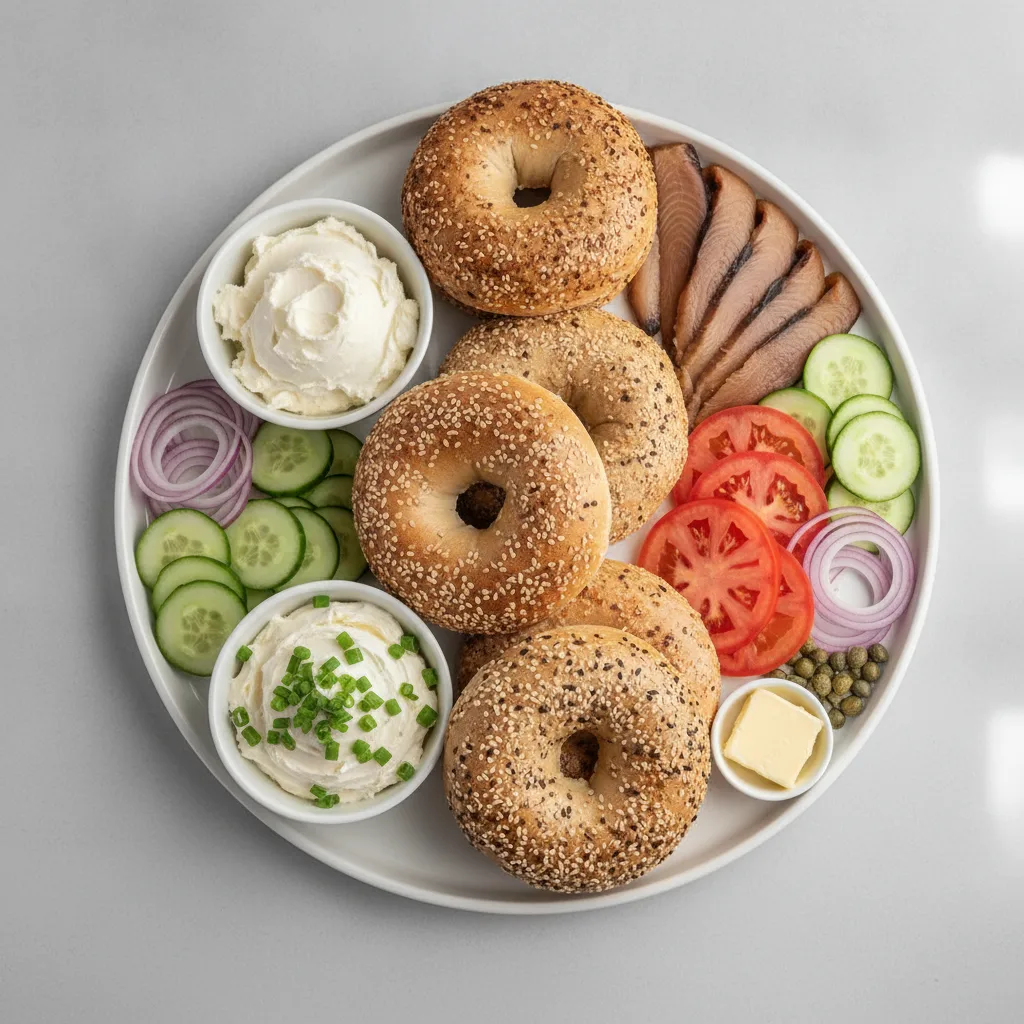 Sable Breakfast Bagel Platter With Plain and Scallion Cream Cheese Sable Breakfast Bagel Platter With Plain and Scallion Cream Cheese