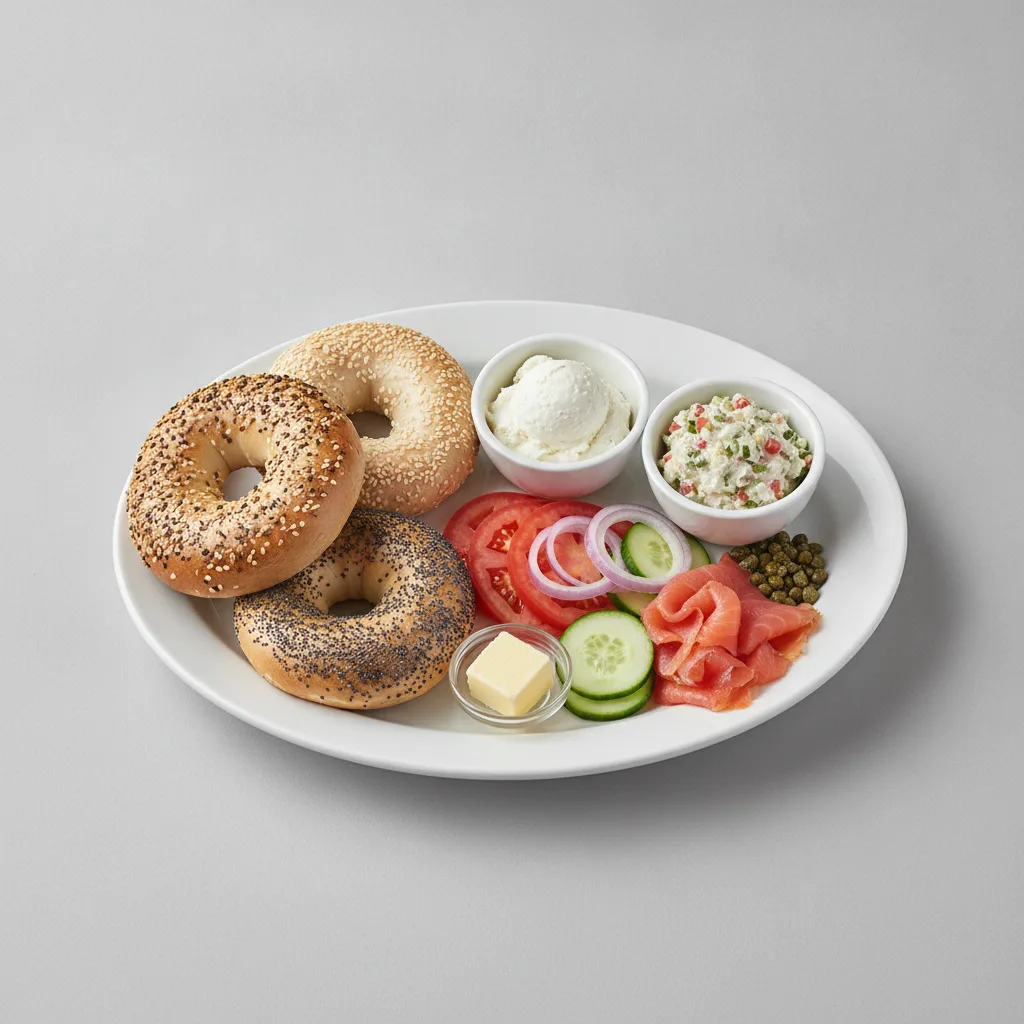 Nova Scotia Salmon Bagel Platter - Plain and Vegetable Cream Cheese Nova Scotia Salmon Bagel Platter - Plain and Vegetable Cream Cheese