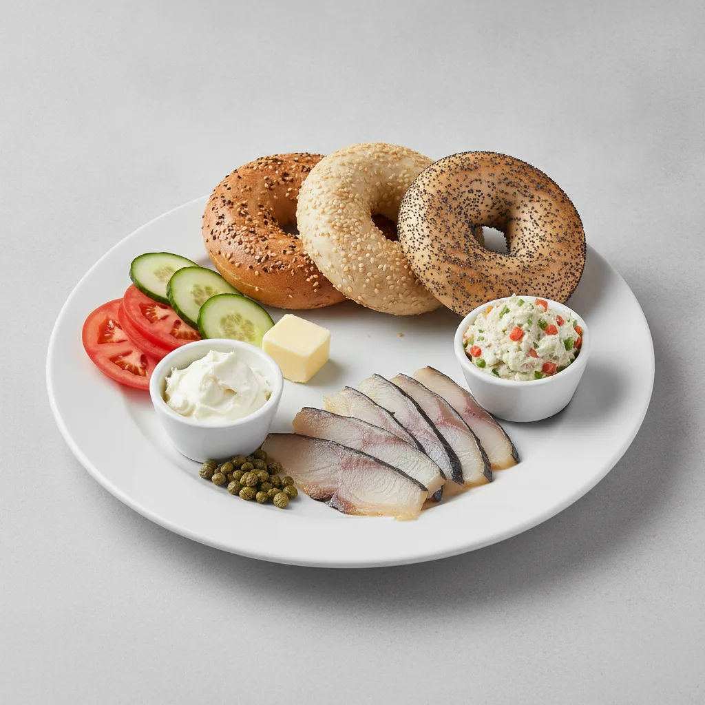 Sable Traditional Breakfast - Bagels With Plain and Vegetable Cream Cheese Sable Traditional Breakfast - Bagels With Plain and Vegetable Cream Cheese