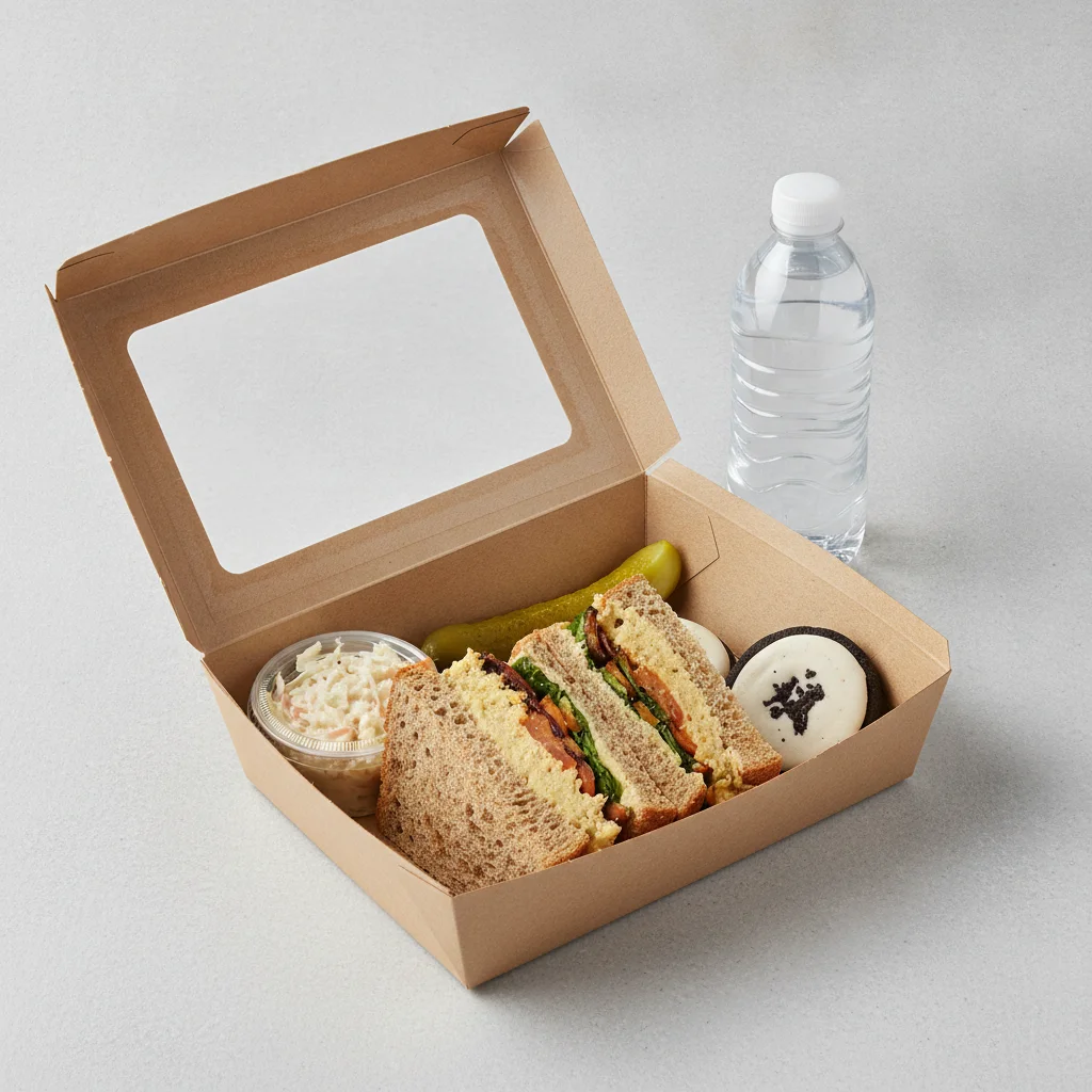 Sandwich Boxed Lunch — The Veggie Sandwich / Bottled Water Sandwich Boxed Lunch — The Veggie Sandwich / Bottled Water