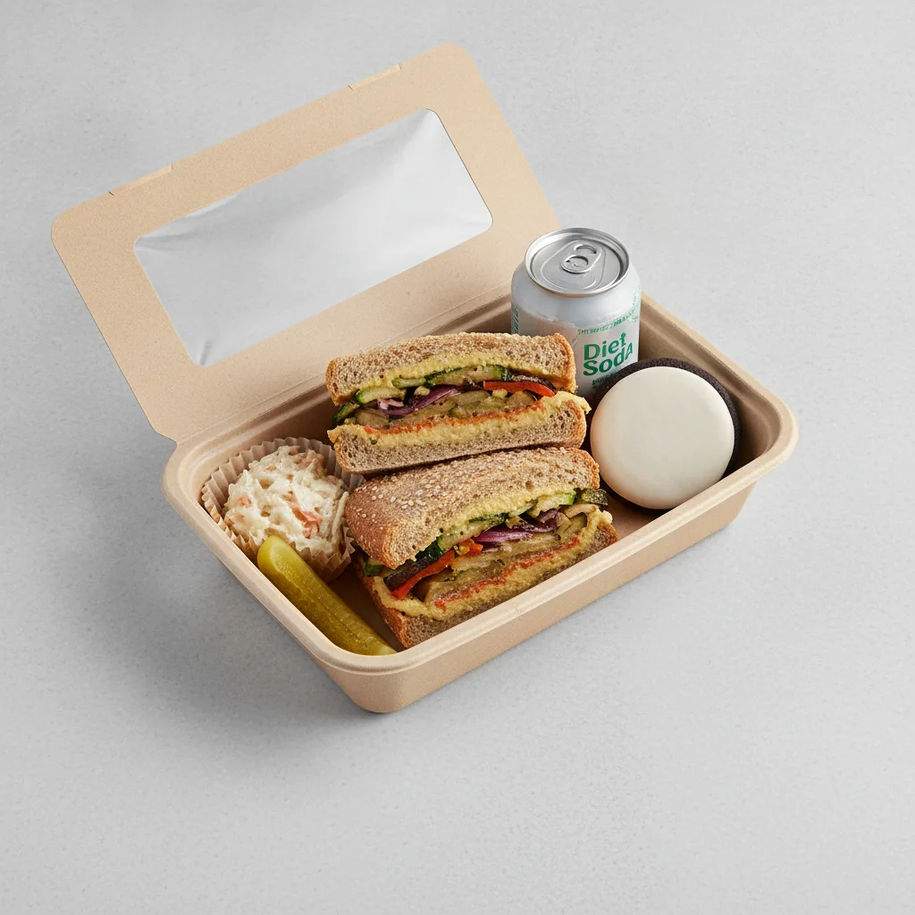 Sandwich Boxed Lunch — The Veggie Sandwich / Diet Soda Sandwich Boxed Lunch — The Veggie Sandwich / Diet Soda