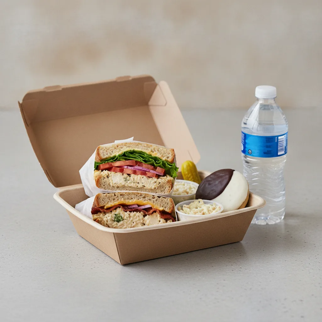 Sandwich Boxed Lunch — The Chelsea Club / Bottled Water Sandwich Boxed Lunch — The Chelsea Club / Bottled Water