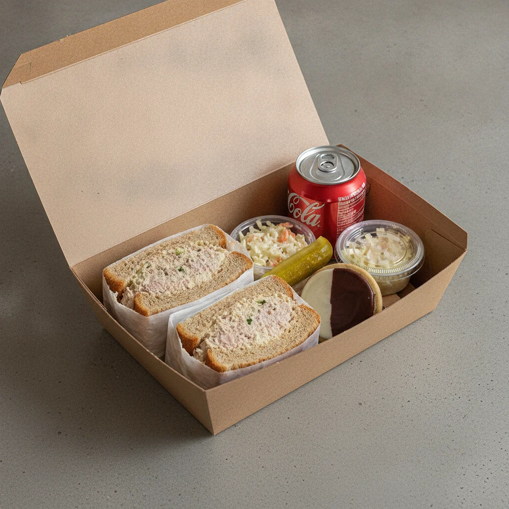 Sandwich Boxed Lunch — Tuna Salad Sandwich / Regular Soda Sandwich Boxed Lunch — Tuna Salad Sandwich / Regular Soda