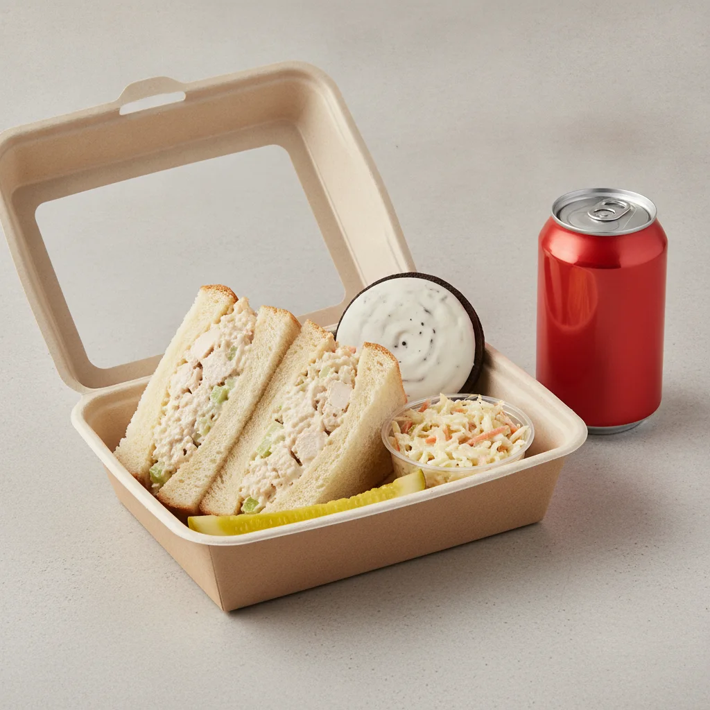 Sandwich Boxed Lunch — Chicken Salad Sandwich / Regular Soda Sandwich Boxed Lunch — Chicken Salad Sandwich / Regular Soda