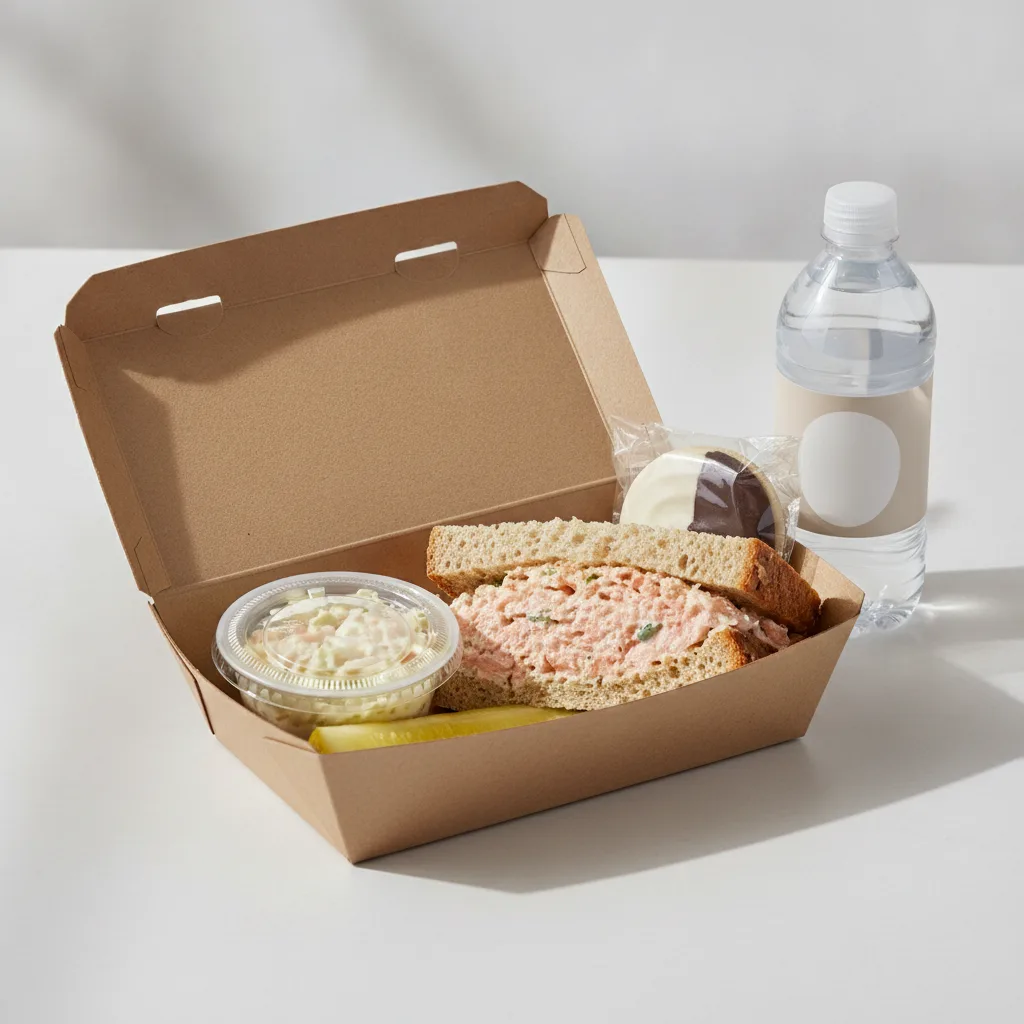 Sandwich Boxed Lunch — Salmon Salad Sandwich / Bottled Water Sandwich Boxed Lunch — Salmon Salad Sandwich / Bottled Water