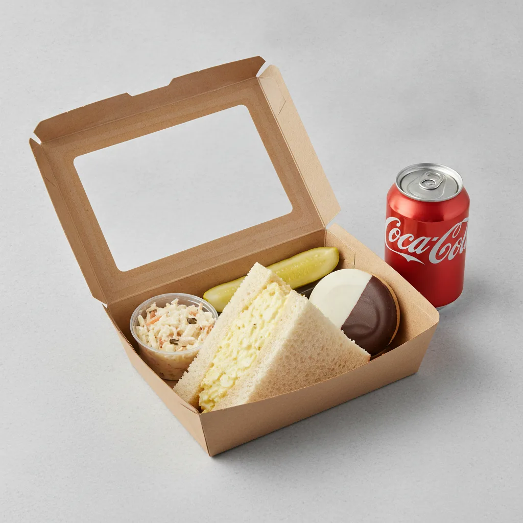 Sandwich Boxed Lunch — Egg Salad Sandwich / Regular Soda Sandwich Boxed Lunch — Egg Salad Sandwich / Regular Soda