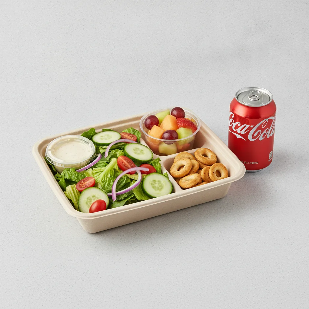 Garden Salad Boxed Lunch — Caesar Dressing / Fruit Cup / Regular Soda Garden Salad Boxed Lunch — Caesar Dressing / Fruit Cup / Regular Soda
