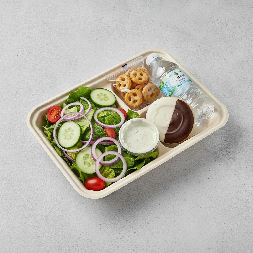 Garden Salad Boxed Lunch — Blue Cheese Dressing / Black & White Cookie / Bottled Water Garden Salad Boxed Lunch — Blue Cheese Dressing / Black & White Cookie / Bottled Water