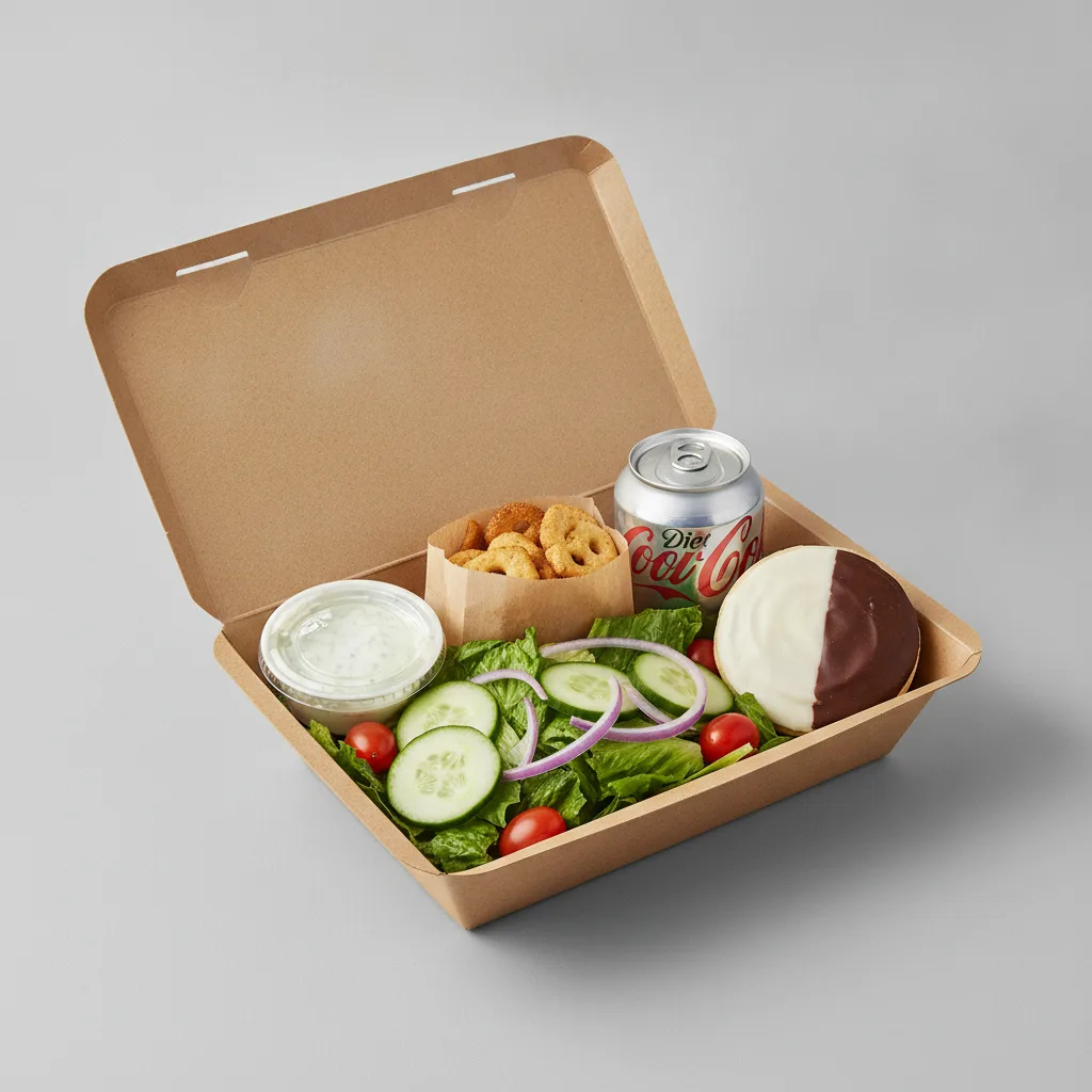 Garden Salad Boxed Lunch — Blue Cheese Dressing / Black & White Cookie / Diet Soda Garden Salad Boxed Lunch — Blue Cheese Dressing / Black & White Cookie / Diet Soda