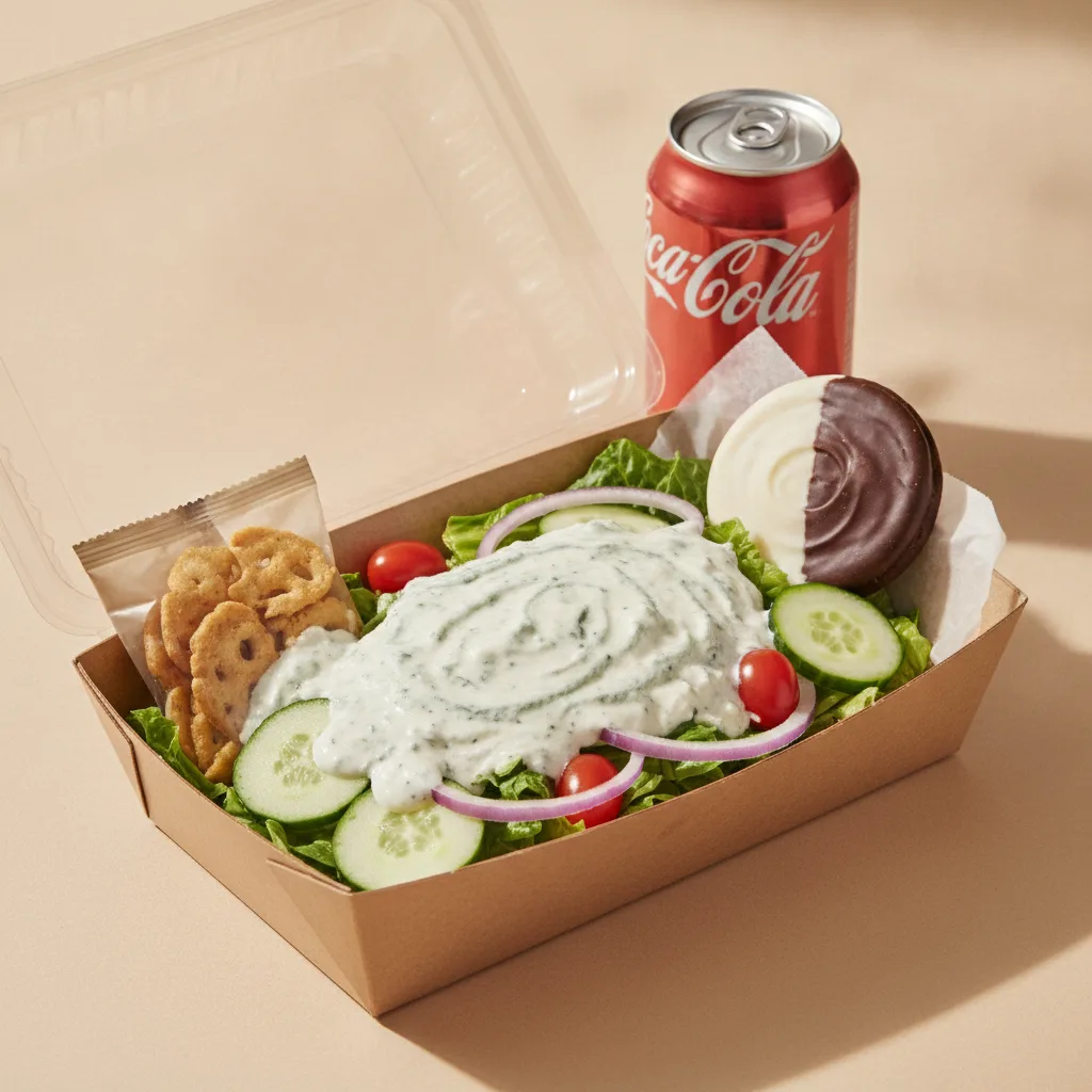 Garden Salad Boxed Lunch — Blue Cheese Dressing / Black & White Cookie / Regular Soda Garden Salad Boxed Lunch — Blue Cheese Dressing / Black & White Cookie / Regular Soda