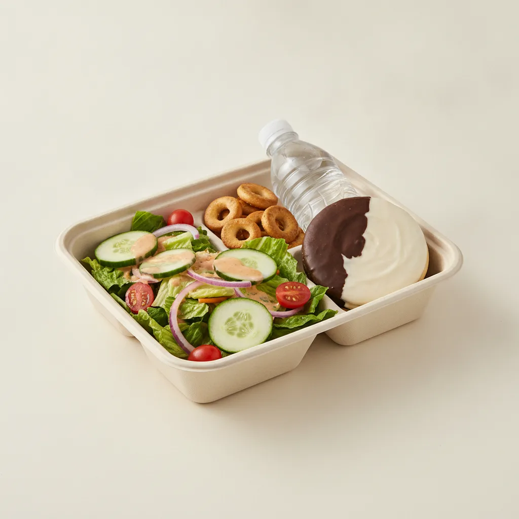 Garden Salad Boxed Lunch — Russian Dressing / Black & White Cookie / Bottled Water Garden Salad Boxed Lunch — Russian Dressing / Black & White Cookie / Bottled Water