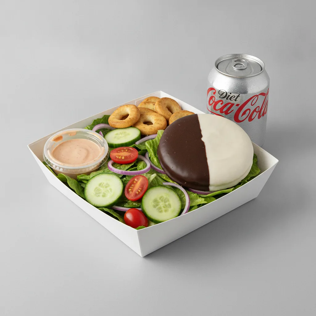 Garden Salad Boxed Lunch — Russian Dressing / Black & White Cookie / Diet Soda Garden Salad Boxed Lunch — Russian Dressing / Black & White Cookie / Diet Soda