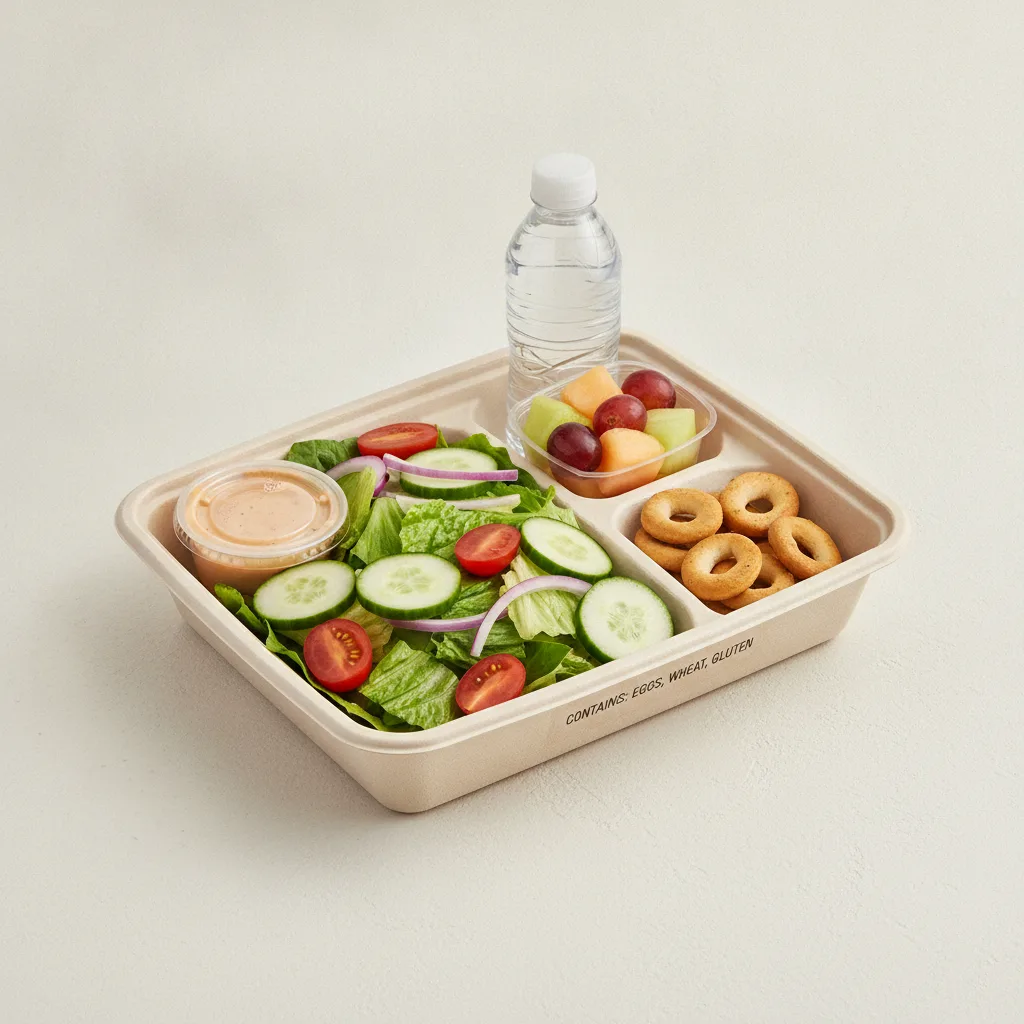 Garden Salad Boxed Lunch — Russian Dressing / Fruit Cup / Bottled Water Garden Salad Boxed Lunch — Russian Dressing / Fruit Cup / Bottled Water