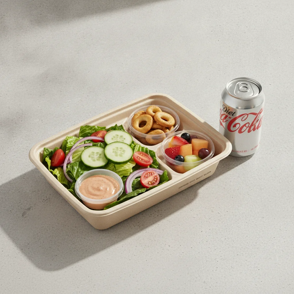 Garden Salad Boxed Lunch — Russian Dressing / Fruit Cup / Diet Soda Garden Salad Boxed Lunch — Russian Dressing / Fruit Cup / Diet Soda