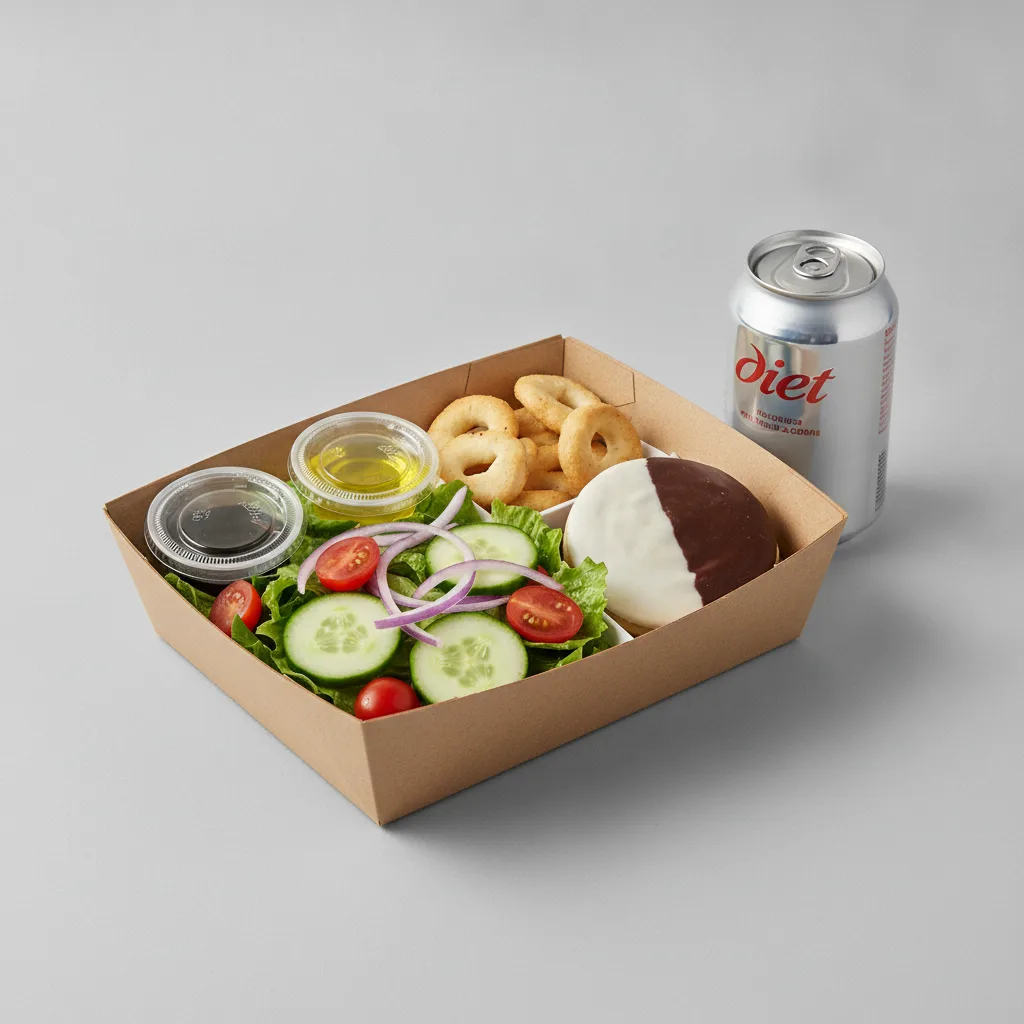 Garden Salad Boxed Lunch — Balsamic Vinegar & Olive Oil / Black & White Cookie / Diet Soda Garden Salad Boxed Lunch — Balsamic Vinegar & Olive Oil / Black & White Cookie / Diet Soda
