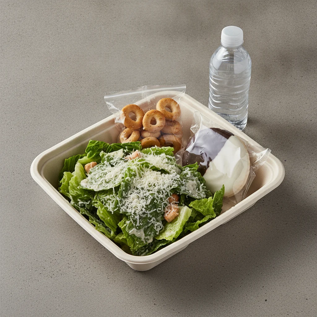 Caesar Salad Boxed Lunch — Black & White Cookie / Bottled Water Caesar Salad Boxed Lunch — Black & White Cookie / Bottled Water