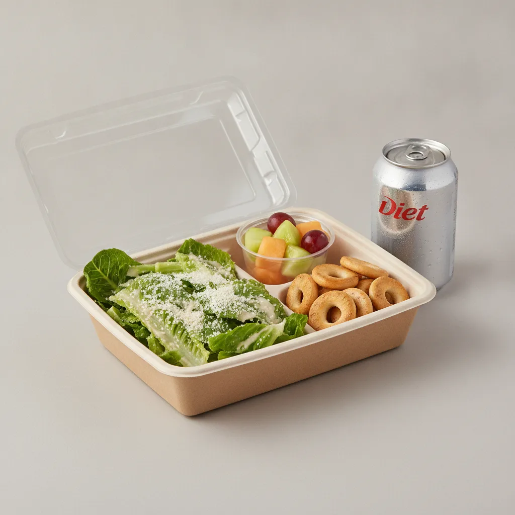 Caesar Salad Boxed Lunch — Fruit Cup / Diet Soda Caesar Salad Boxed Lunch — Fruit Cup / Diet Soda