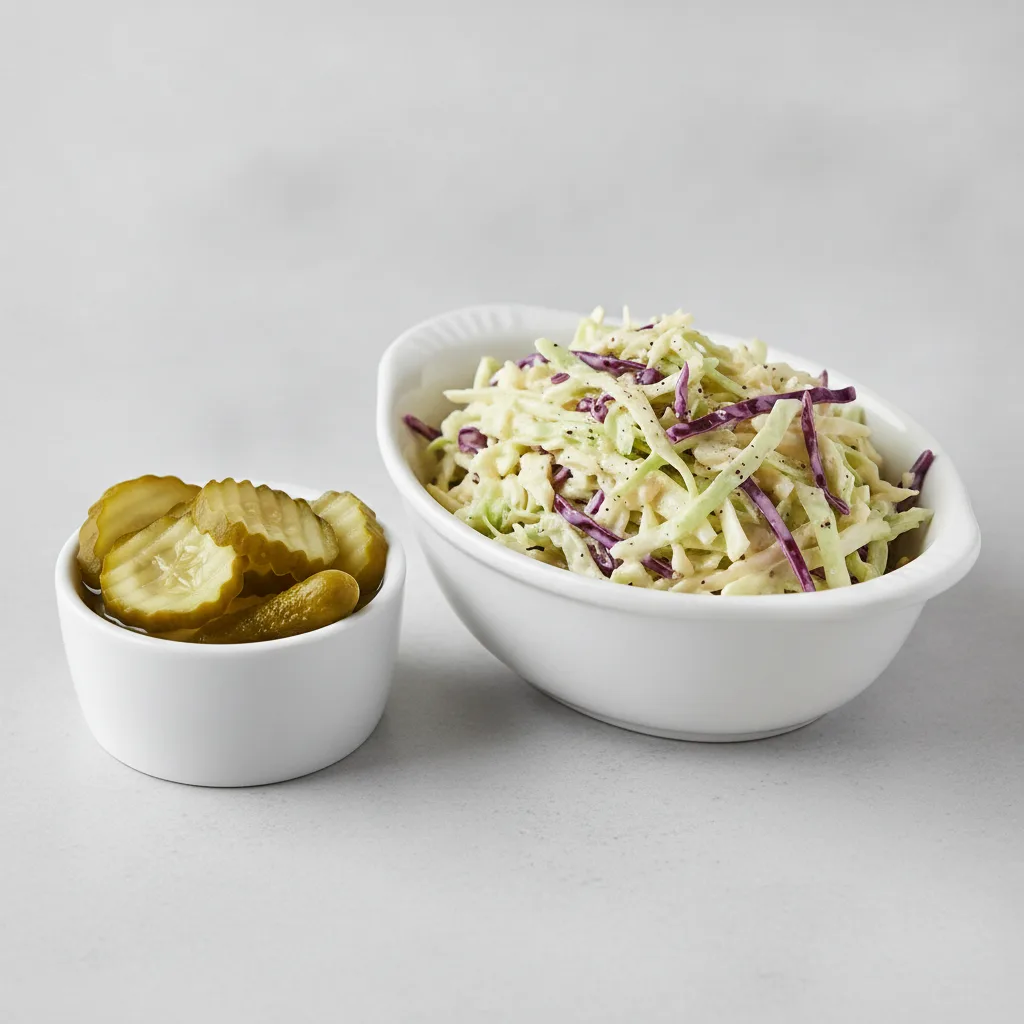 Side Pickles and Coleslaw