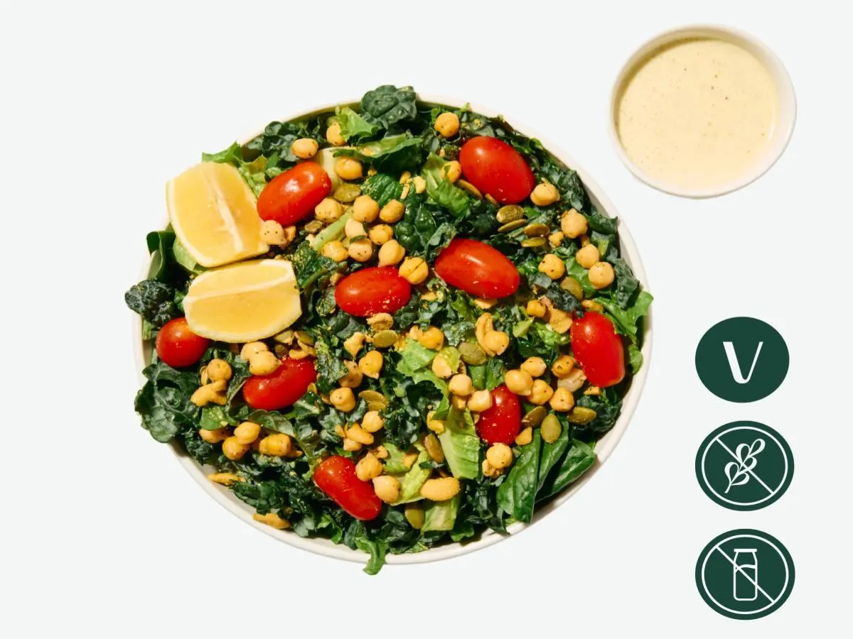 Kale Caesar Salad with Chickpeas