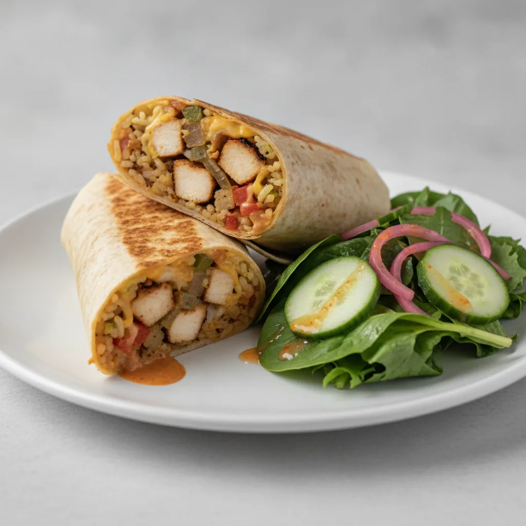 Chicken Bachi Wrap with Side Salad Chicken Bachi Wrap with Side Salad