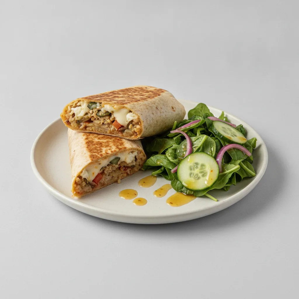 Veggie Bachi Wrap With Side Salad Veggie Bachi Wrap With Side Salad