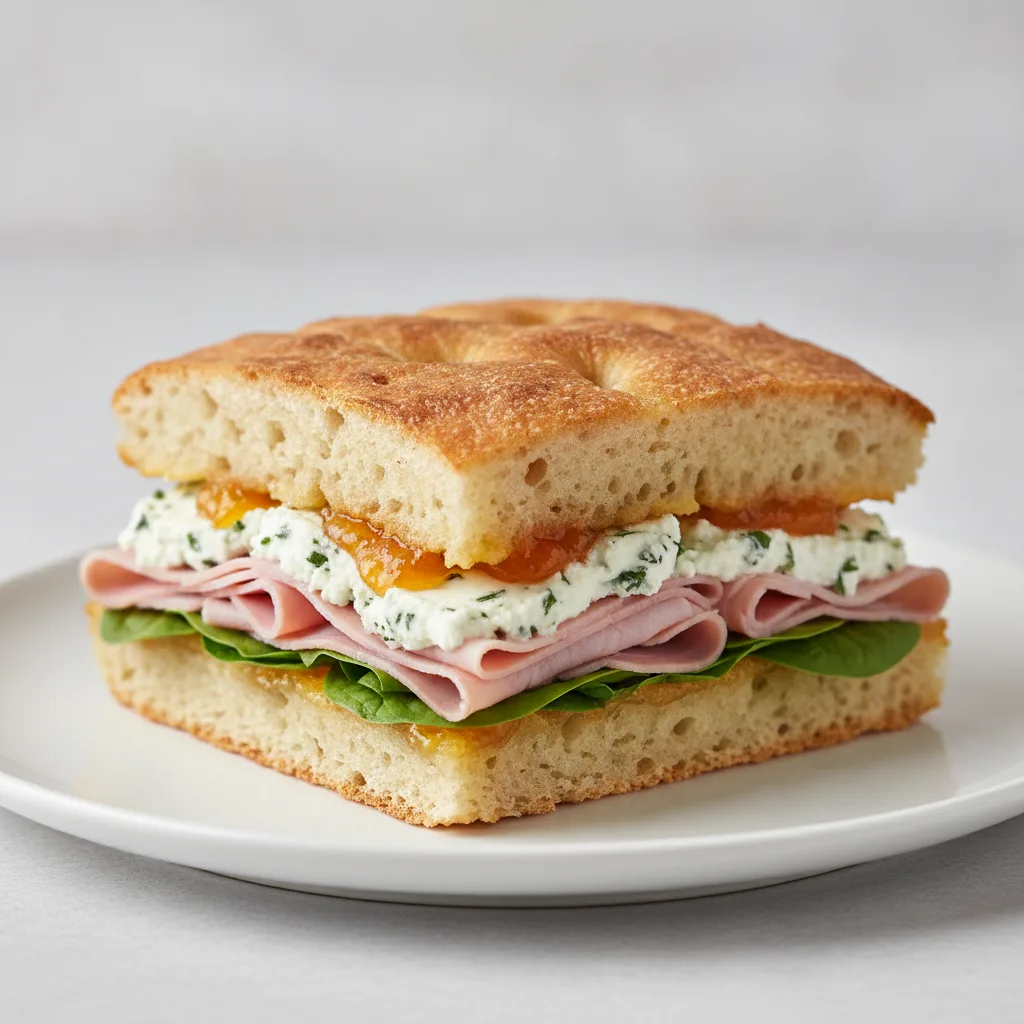 Ham, Goat Cheese and Apricot Focaccia