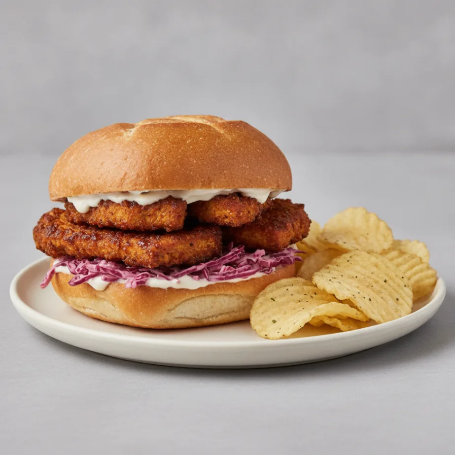 Vegan Fake Chicken Sandwich Meal