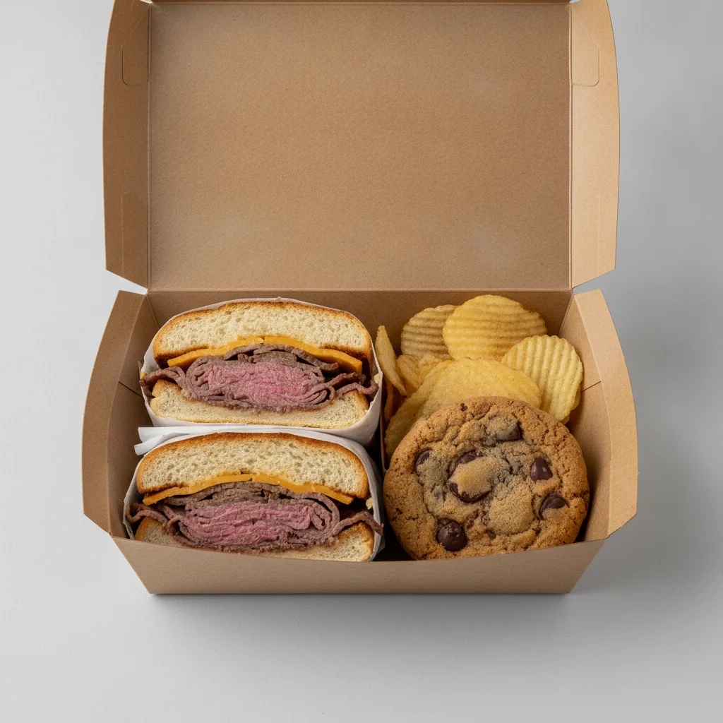 Sandwich Boxed Lunch with Roast Beef and Cheddar Sandwich, Chips