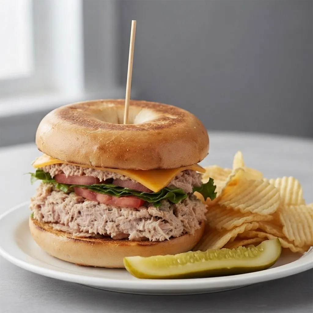 Cheddar Tuna Club Sandwich With Chips