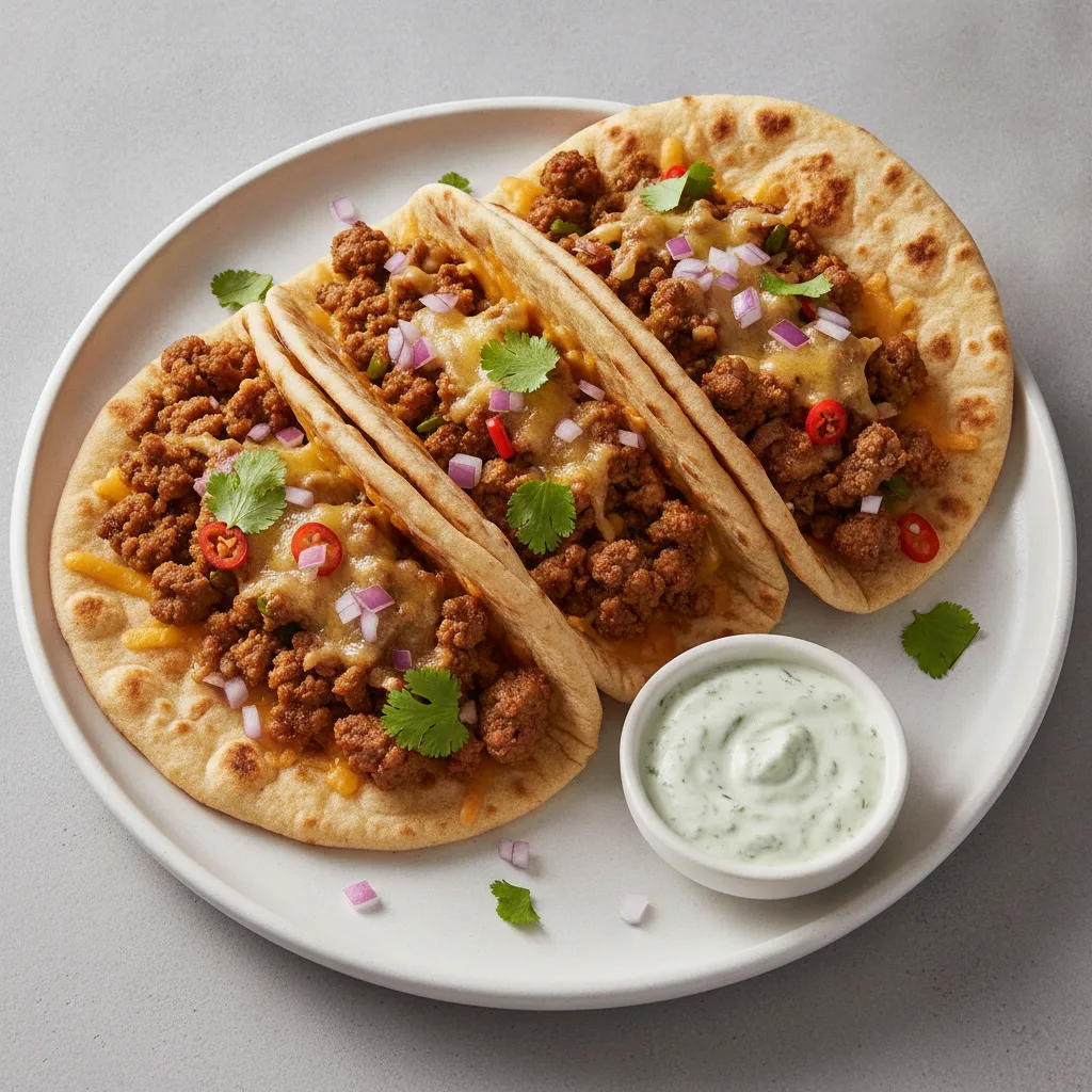 3 Chipotle Keema Naan Tacos
