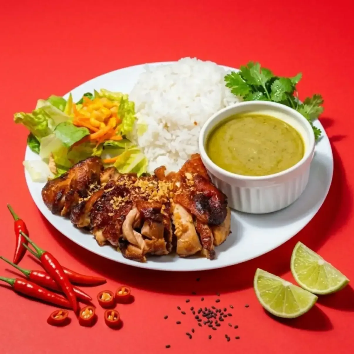 Green Curry GrilledBBQ Chicken Rice Bowl