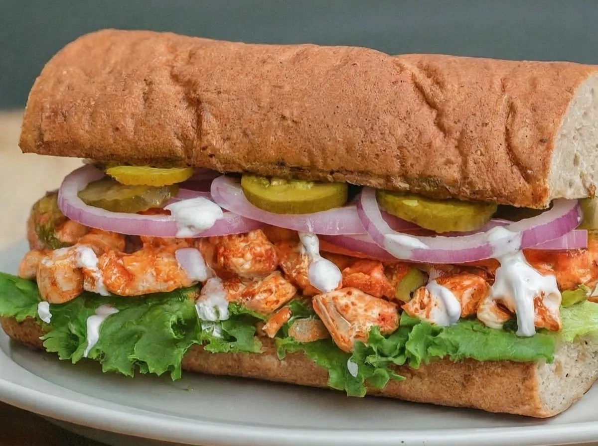 Buffalo Chicken Sub on White Bread and Side Salad Combo (No Tomatoes)