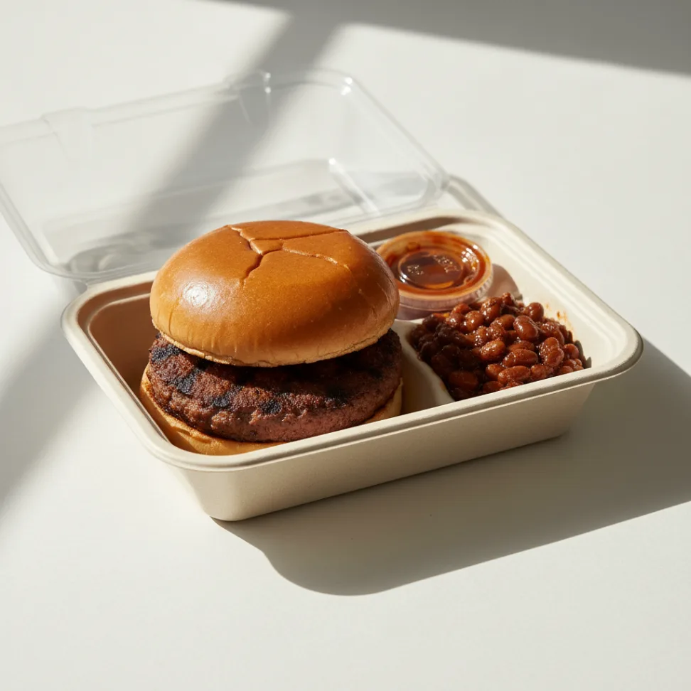 The Sandwich Lunch Box with Impossible Burger (Dairy-Free) and BBQ Beans