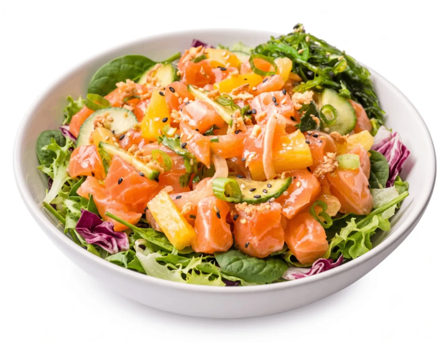 Yuzu Ponzu Salmon Salad Bowl Combo (Regular) — Mixed Greens / Miss Vickie's Jalapeno Kettle Cooked Potato Chips