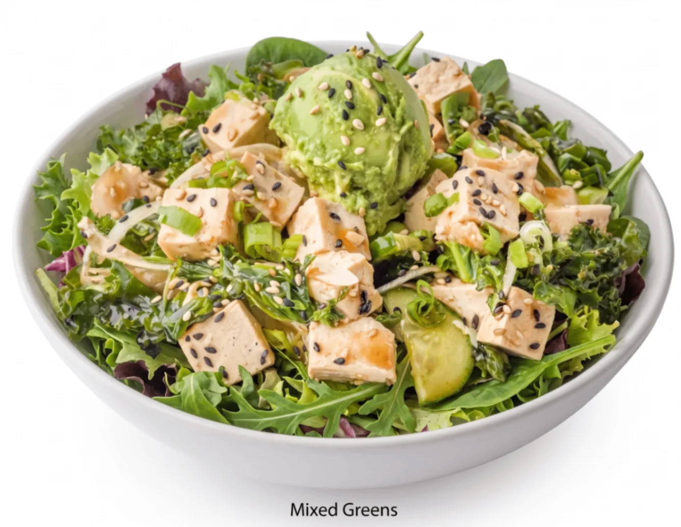 Sweet Shoyu Tofu Salad Bowl Combo (Regular) — Mixed Greens / Miss Vickie's Jalapeno Kettle Cooked Potato Chips