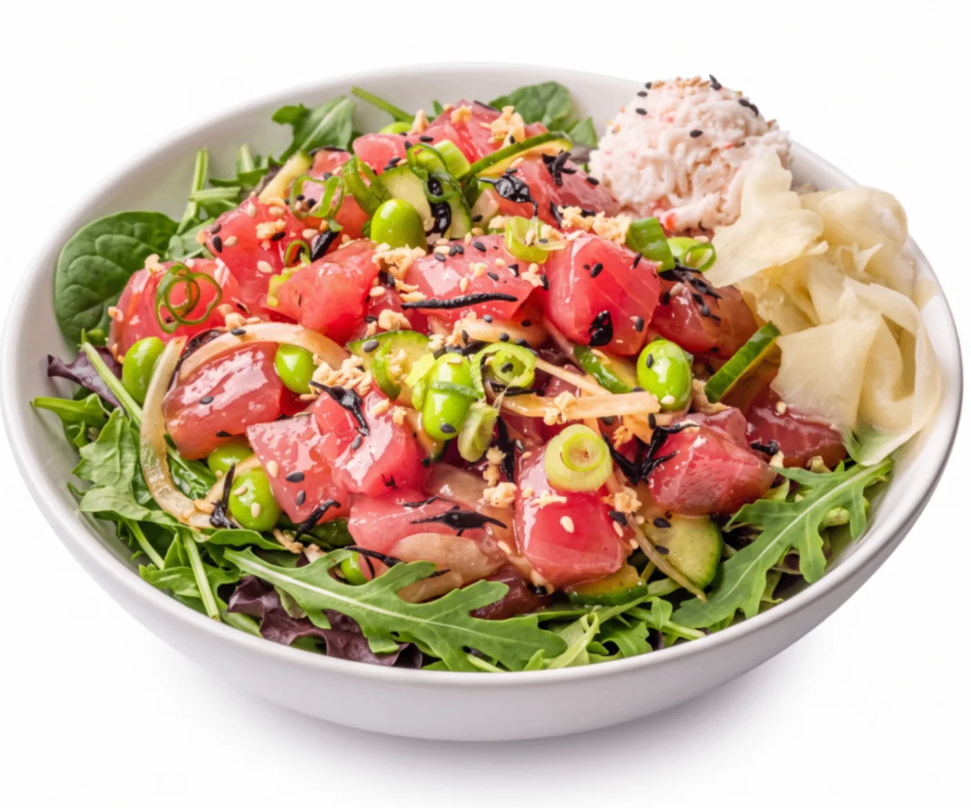 Umami Ahi Salad Bowl Combo (Regular) — Mixed Greens / Garlic Spam Musubi