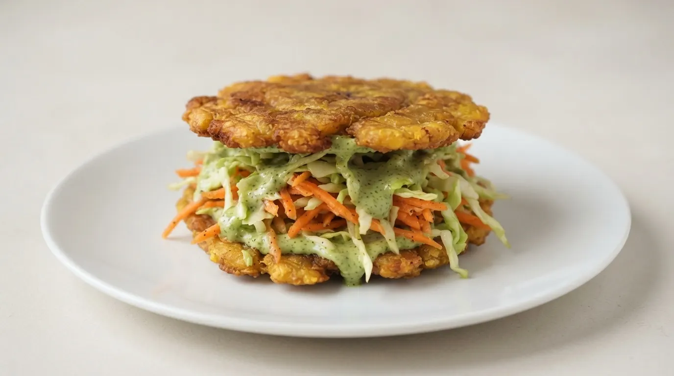 Hearty Vegan Patacon Sandwich