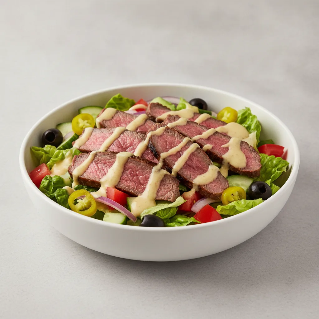 Beef Salad Bowl with Lemon Tahini Vinaigrette