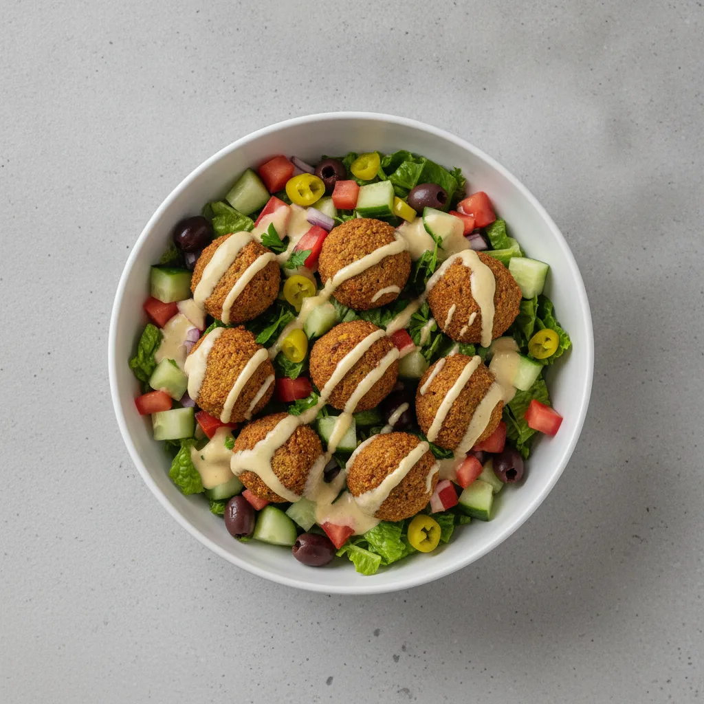 Falafel Salad Bowl with Lemon Tahini Vinaigrette