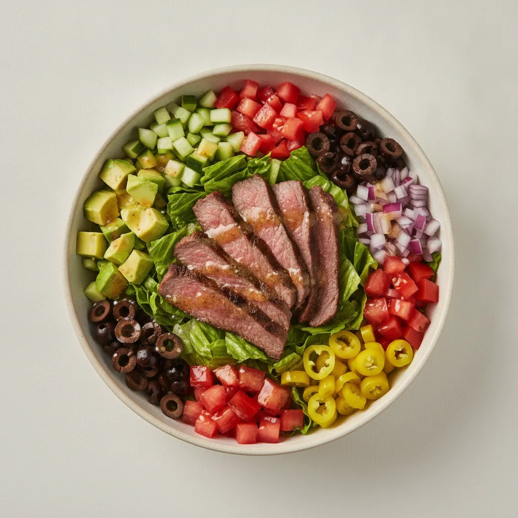 Beef Salad Bowl (+Avocado) with Mediterranean Vinaigrette