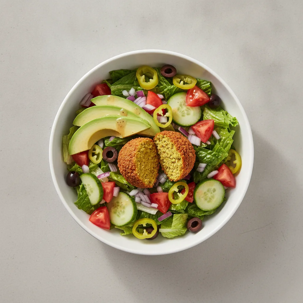 Falafel Salad Bowl (+Avocado) with Mediterranean Vinaigrette
