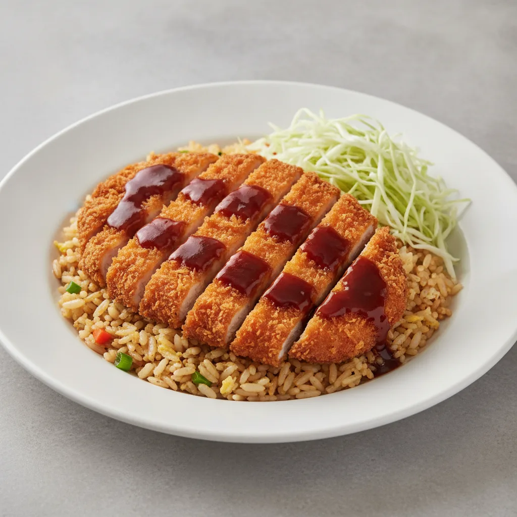 Chicken Katsu with Fried Rice and Shredded Cabbage Chicken Katsu with Fried Rice and Shredded Cabbage