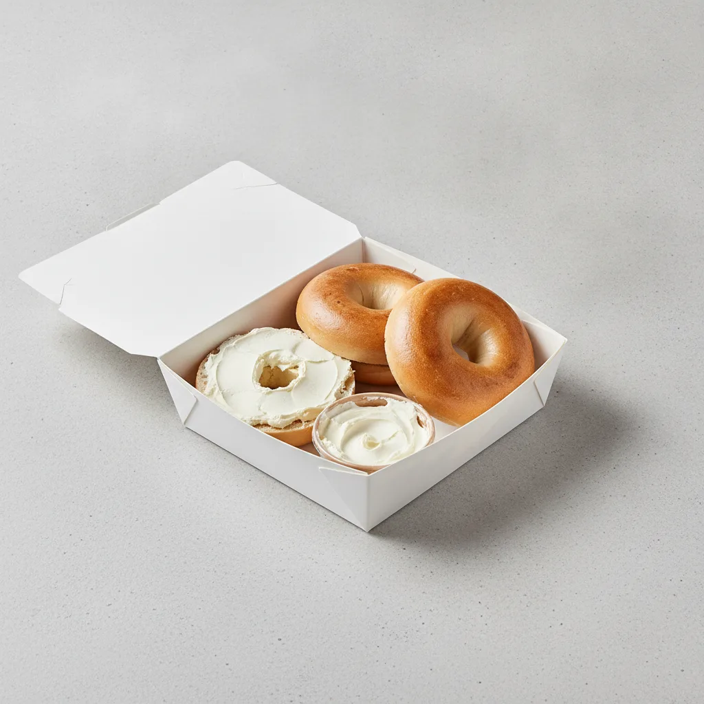 Bagel Box with Plain Bagels, Plain Cream Cheese Bagel Box with Plain Bagels, Plain Cream Cheese