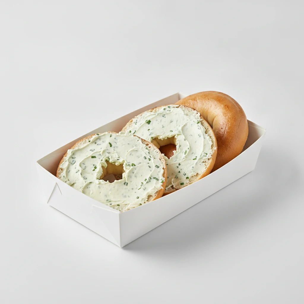 Bagel Box with Plain Bagels, Chive Cream Cheese Bagel Box with Plain Bagels, Chive Cream Cheese