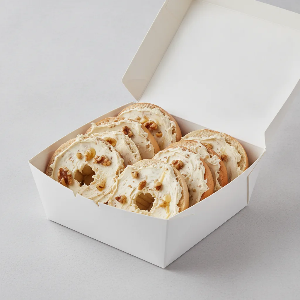 Bagel Box with Plain Bagels, Honey Walnut Cream Cheese Bagel Box with Plain Bagels, Honey Walnut Cream Cheese