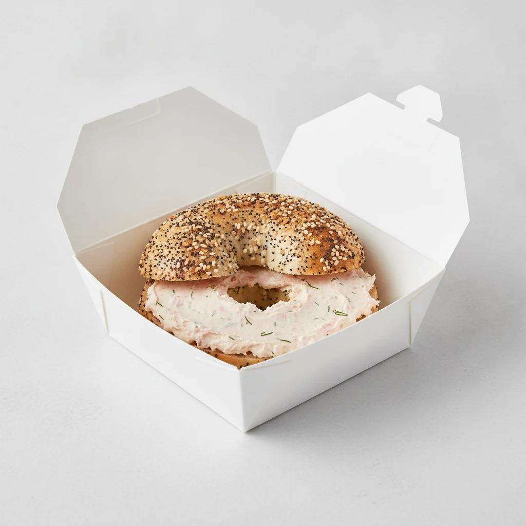 Bagel Box with Everything Bagels, Salmon-Dill Cream Cheese Bagel Box with Everything Bagels, Salmon-Dill Cream Cheese