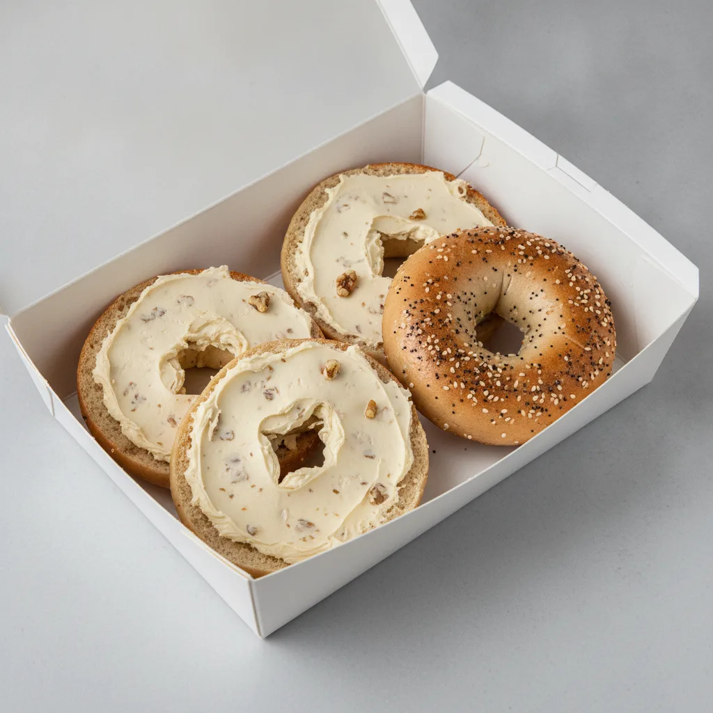 Bagel Box with Everything Bagels, Honey Walnut Cream Cheese Bagel Box with Everything Bagels, Honey Walnut Cream Cheese