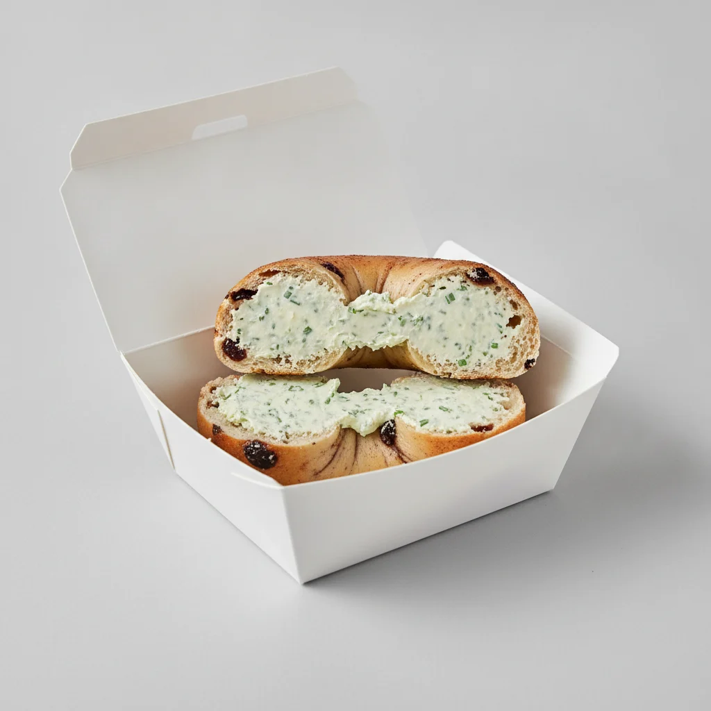 Bagel Box with Cinnamon Raisin Bagels, Chive Cream Cheese Bagel Box with Cinnamon Raisin Bagels, Chive Cream Cheese